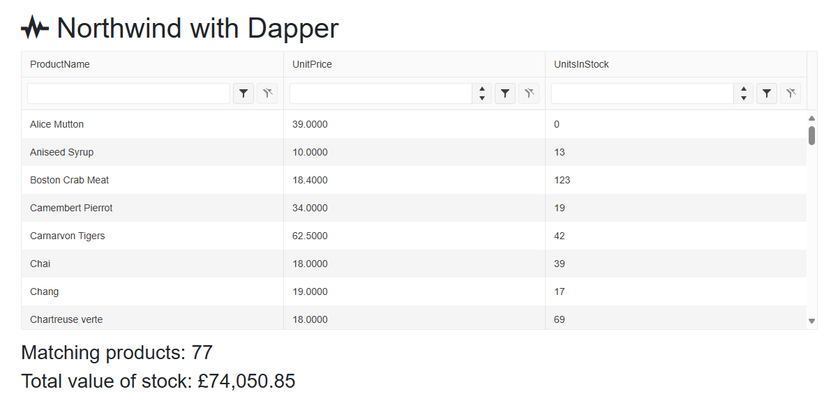 Using Dapper with the Telerik Blazor grid