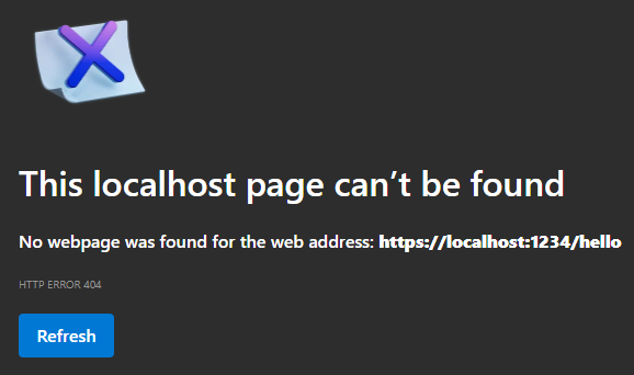 Edge's default 404 page